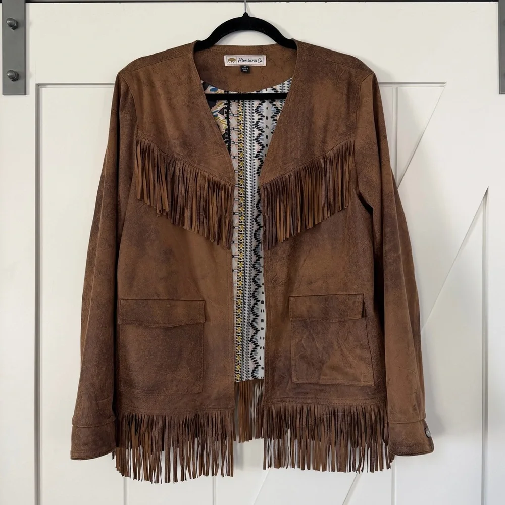 Montana Co Brown Fringe Western Jacket